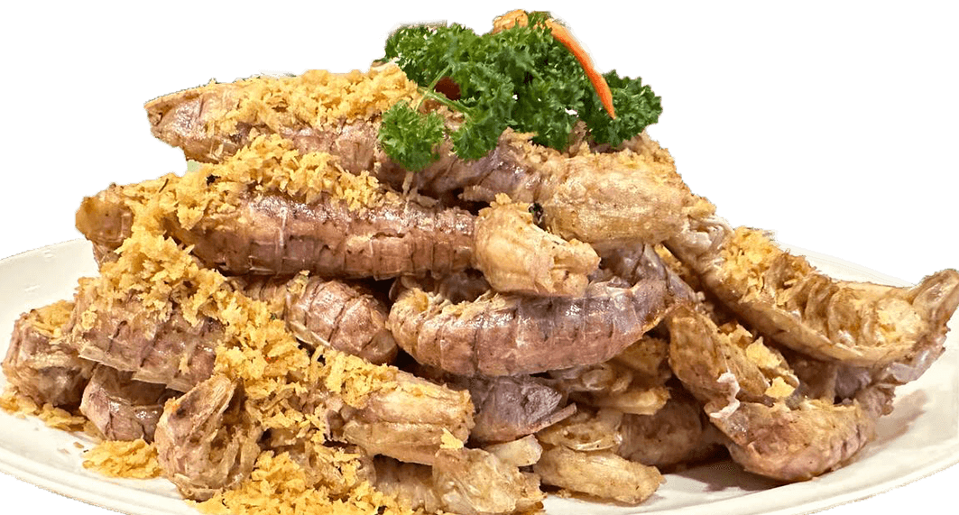 បង្កងប៉ាកបំពងខ្ទឹមស (Deep Fried Sea Lobsters)