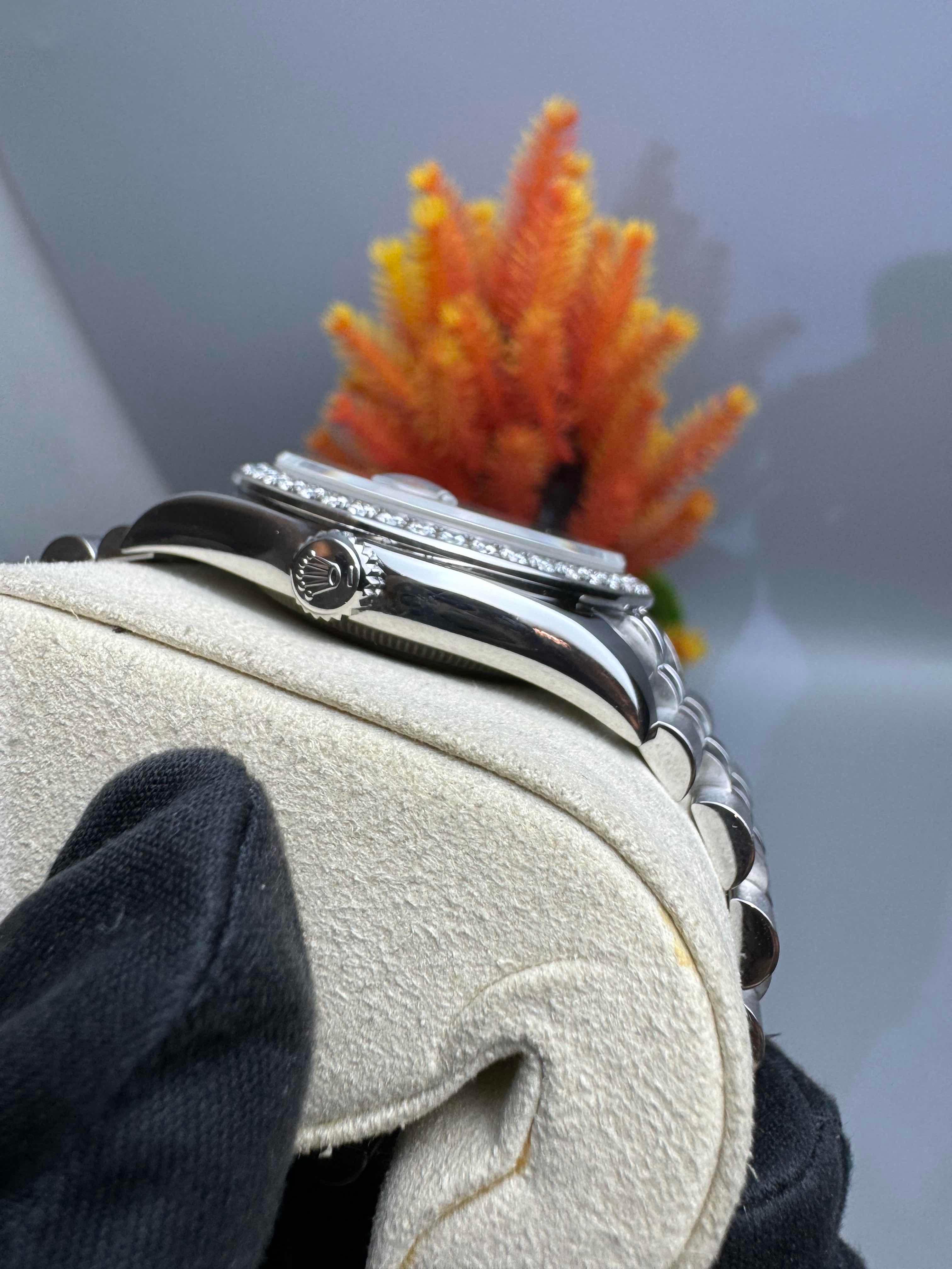 Rolex Datejust Silver Floral Factory Diamonds Bezel 💠