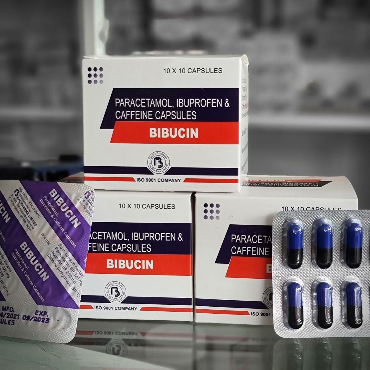 BIBUCIN B/10x10 (Para, Ibuprofen, Caffein Expired:11/25) ប្រអប់