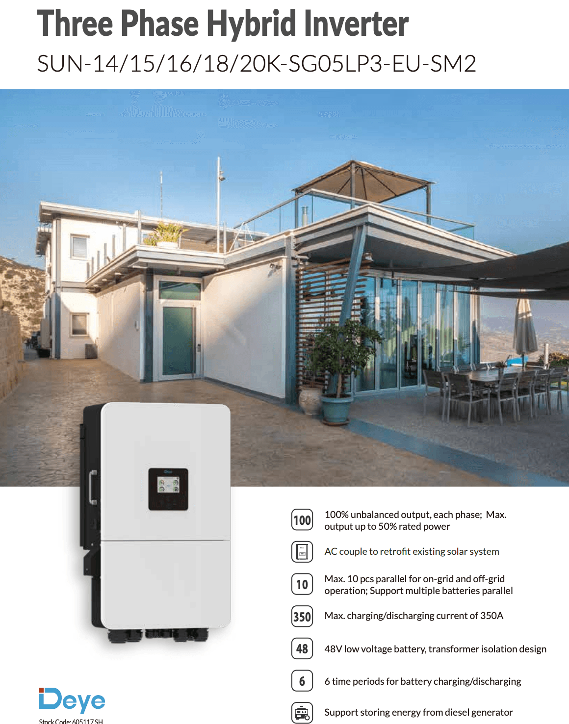 DEYE Hybrid 20KW 3Phase 48V 