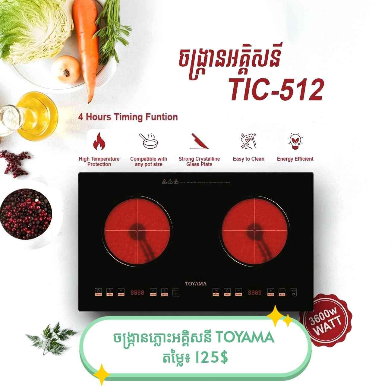 ចង្ក្រានអគ្គិសនីភ្លោះ TOYAMA (3600W)