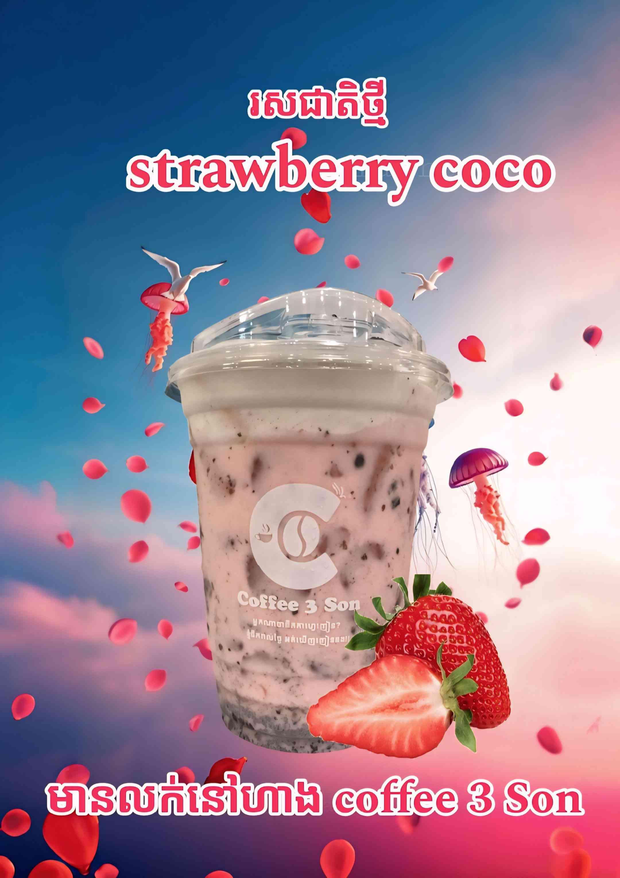 ស្រ្តបឺរី ខូខូ Strawberry coco រសជាតិថ្មី