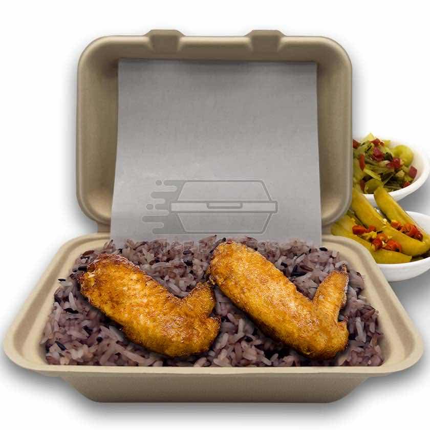បាយសម្រូបស្លាបមាន់អាំង (Brown Rice with BBQ Chiken Wing)
