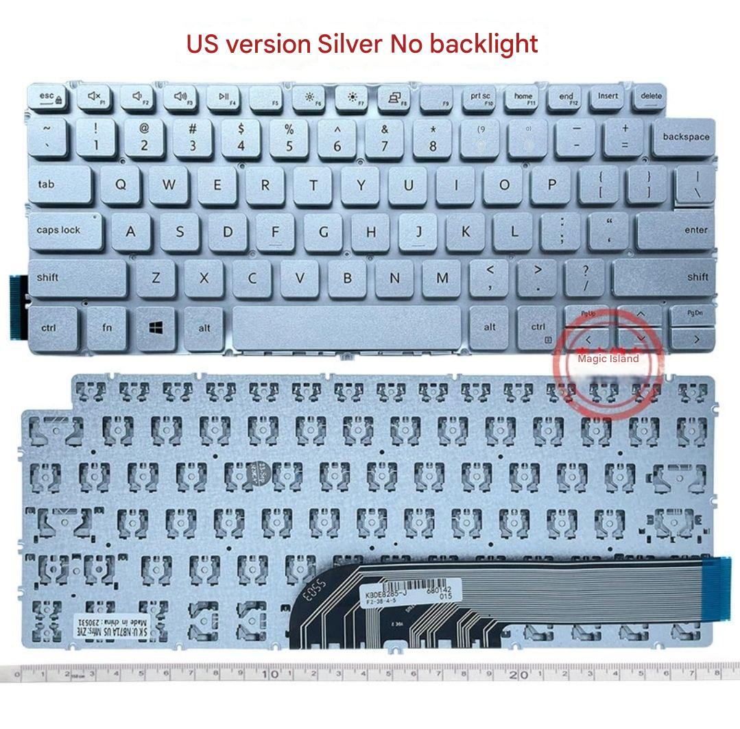 Keyboard Laptop Dell Inspiron 14-7490 7491 5498 13-5000 5390 5391 7390 7391 Silver