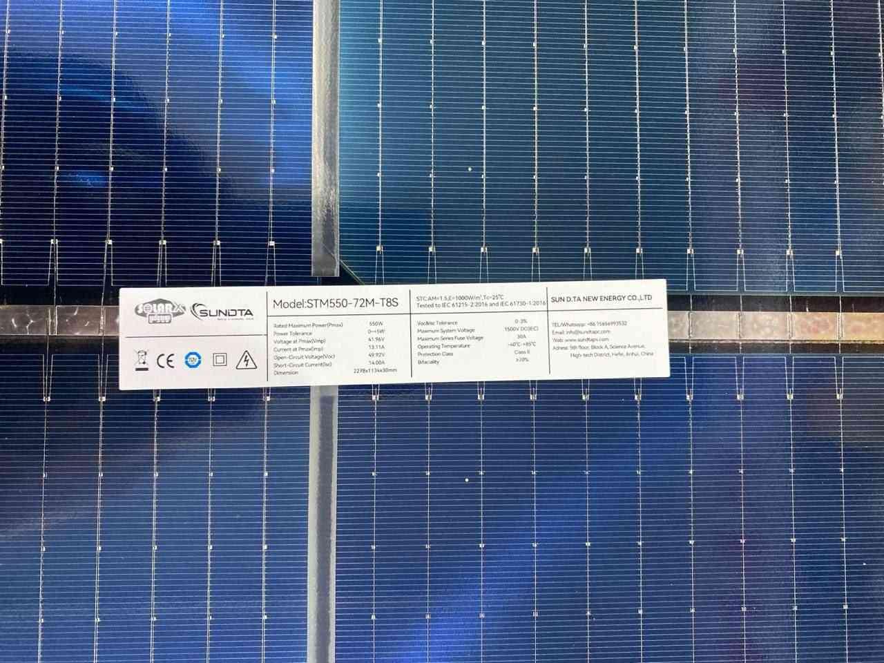ផ្ទាំងសូឡា កញ្ចក់សងខាង 550w 