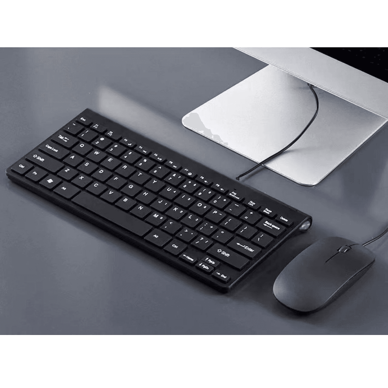 Mini Keyboard + Mouse MK 100 USB (ខ្មៅ)