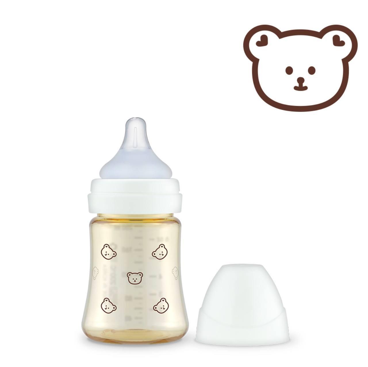 Grosmimi PPSU Milk Bottle Single Pack - Bear; Cap White