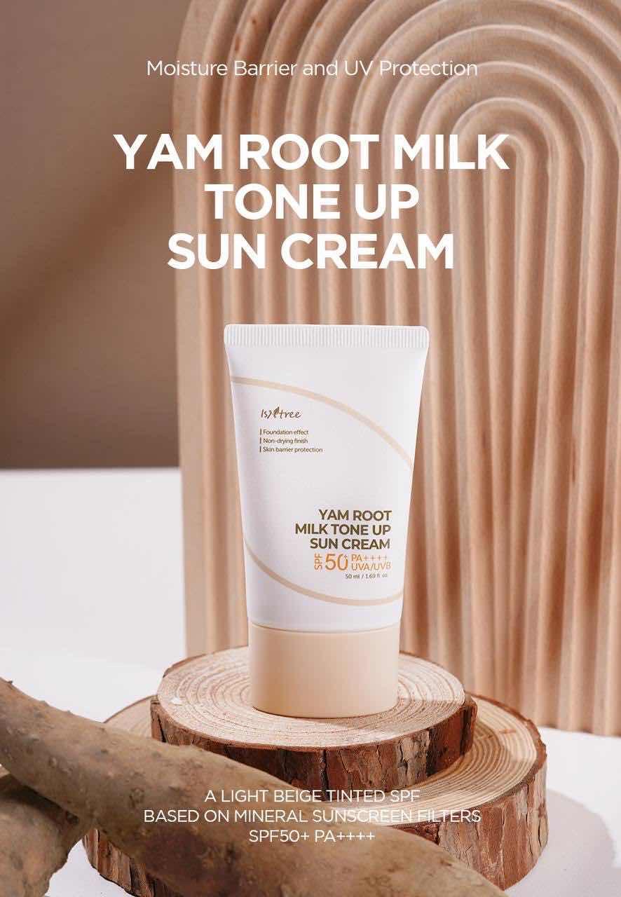 ISNTREE yam root milk tone up sun cream SPF 50 PA++++