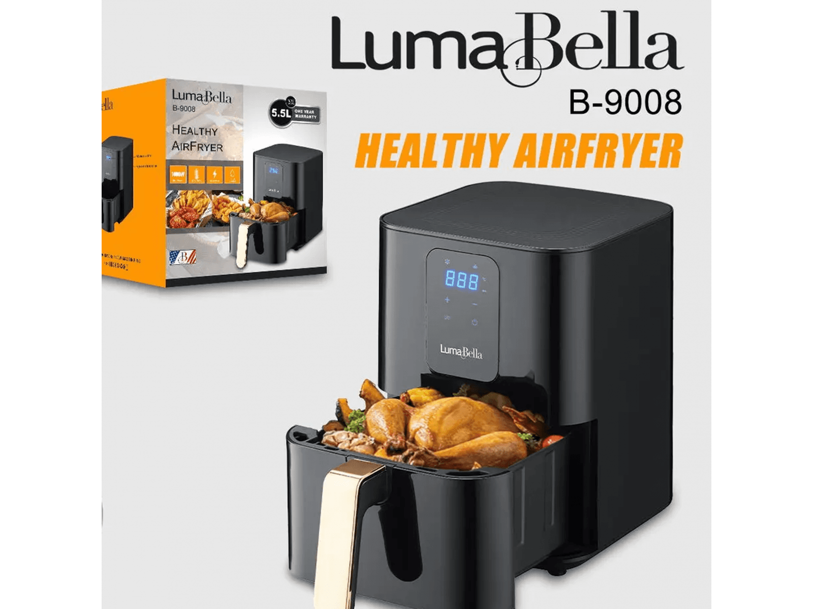 Air Fryer 5.50L Luma Bella Touch Screen 