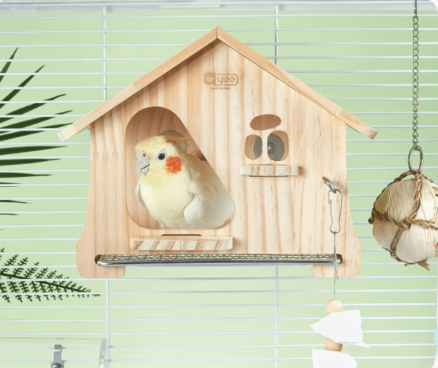 ផ្ទះឈើ បក្សី Parrot Bird Nest Wooden House (Size: 21*17.5*14cm)