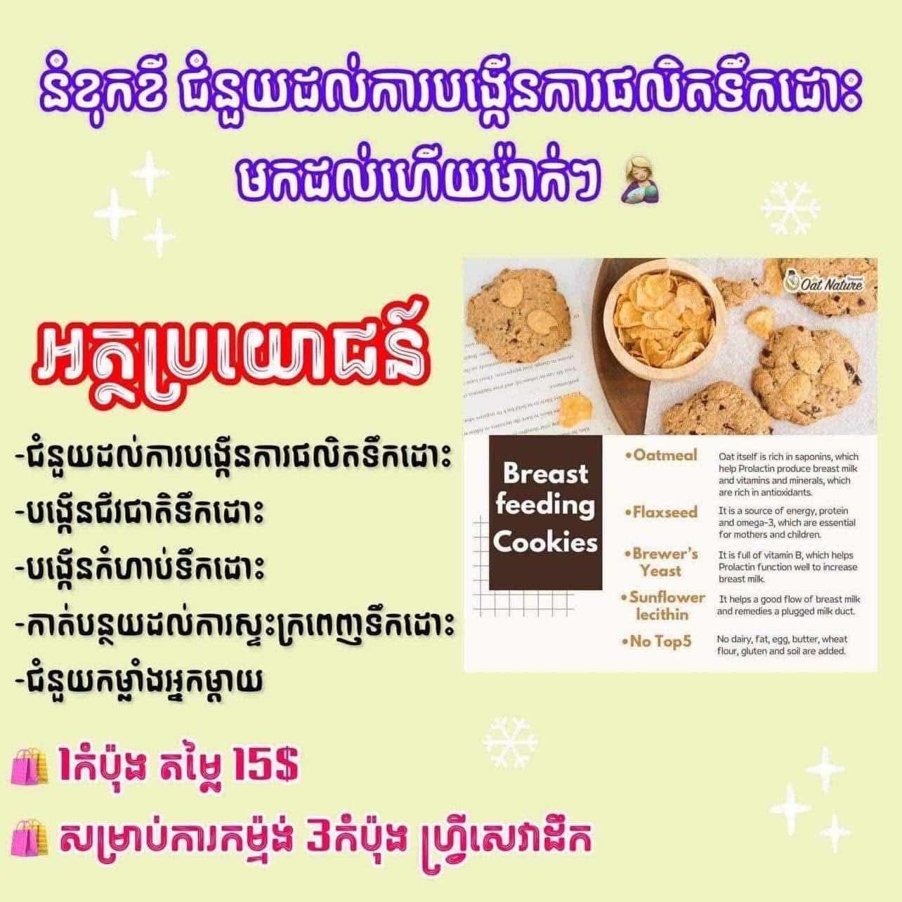 Lactation Cookie ញាំជំនួយការផលិតទឹកដោះ
