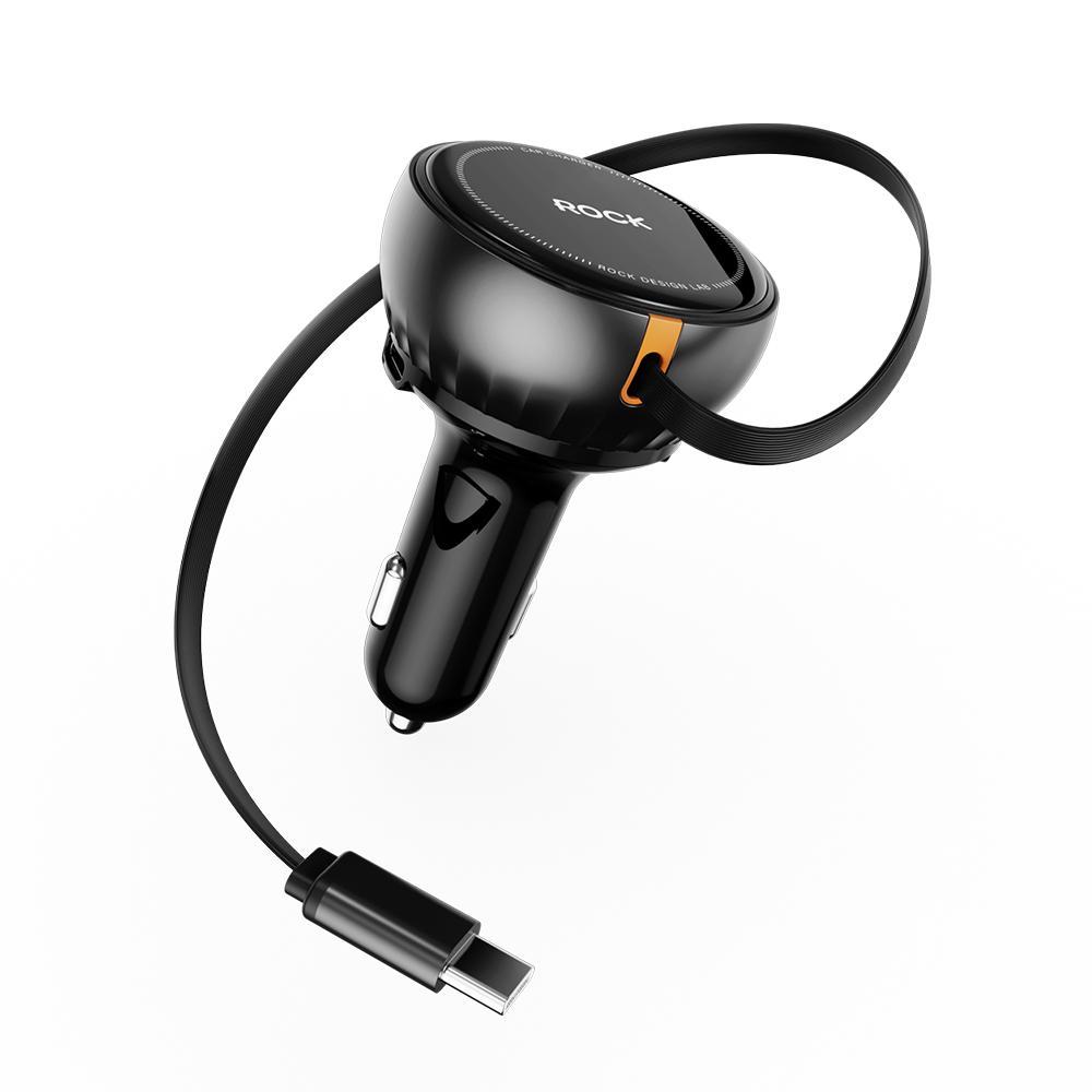 ROCK H30 45W Car Charger with Retractable Type-C Cable