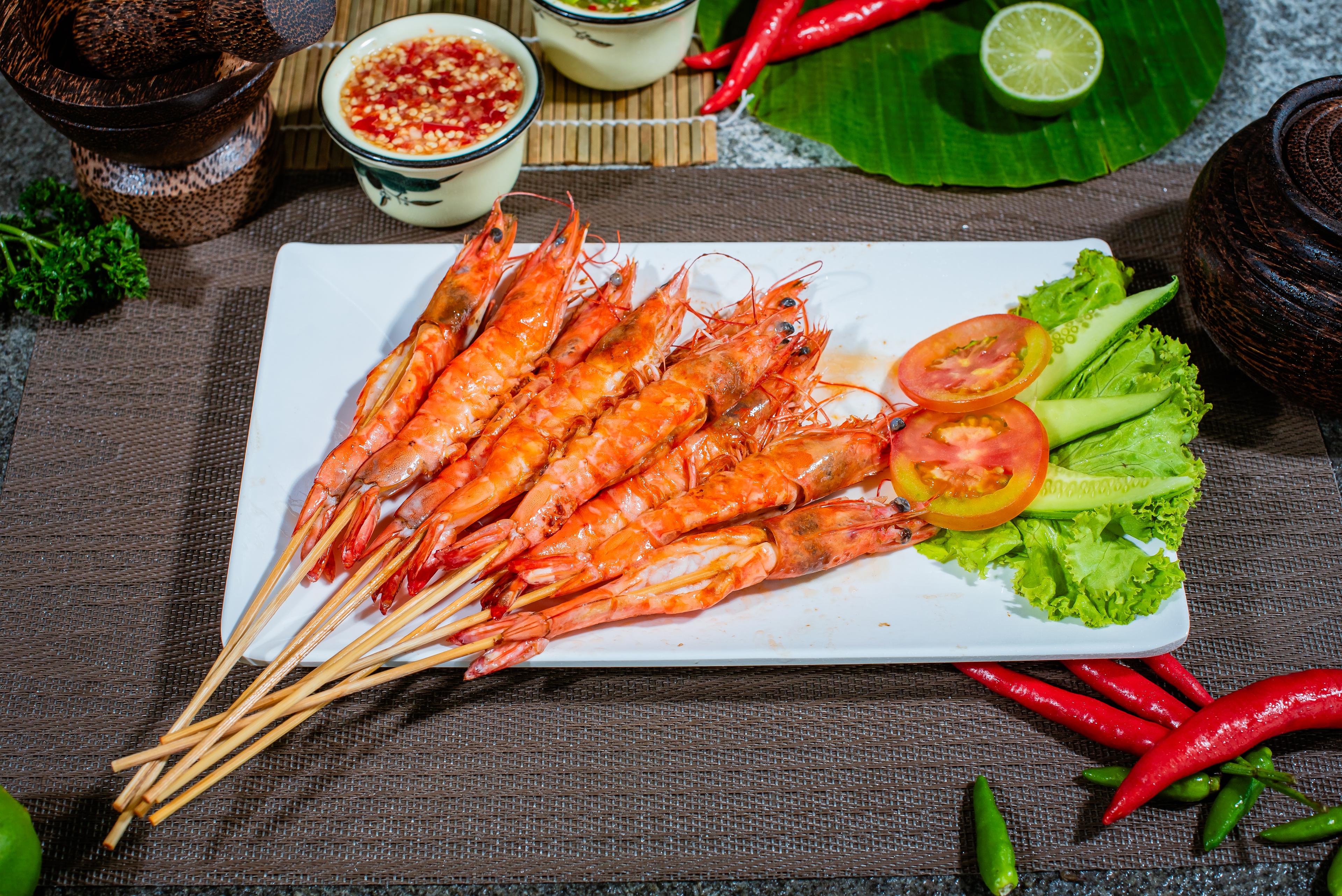 បង្គាអាំង Grileed shrimp 烤虾