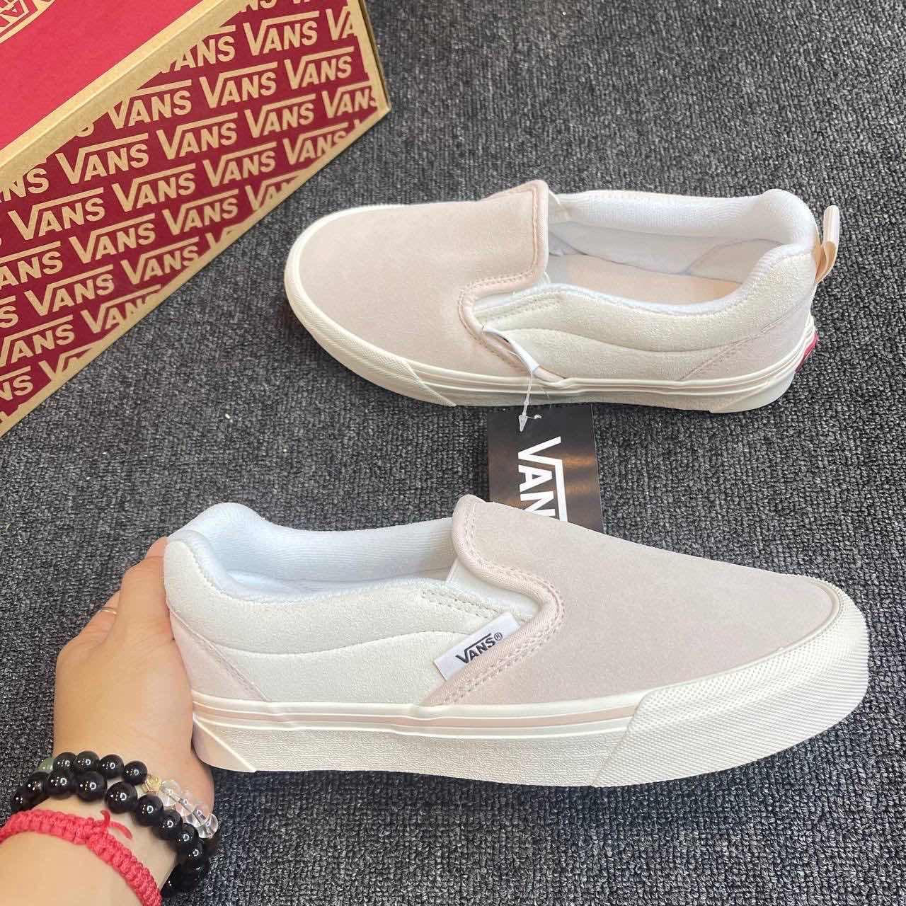 Vans Knu Slip On Suede Sorbet Pastels Baby Pink White