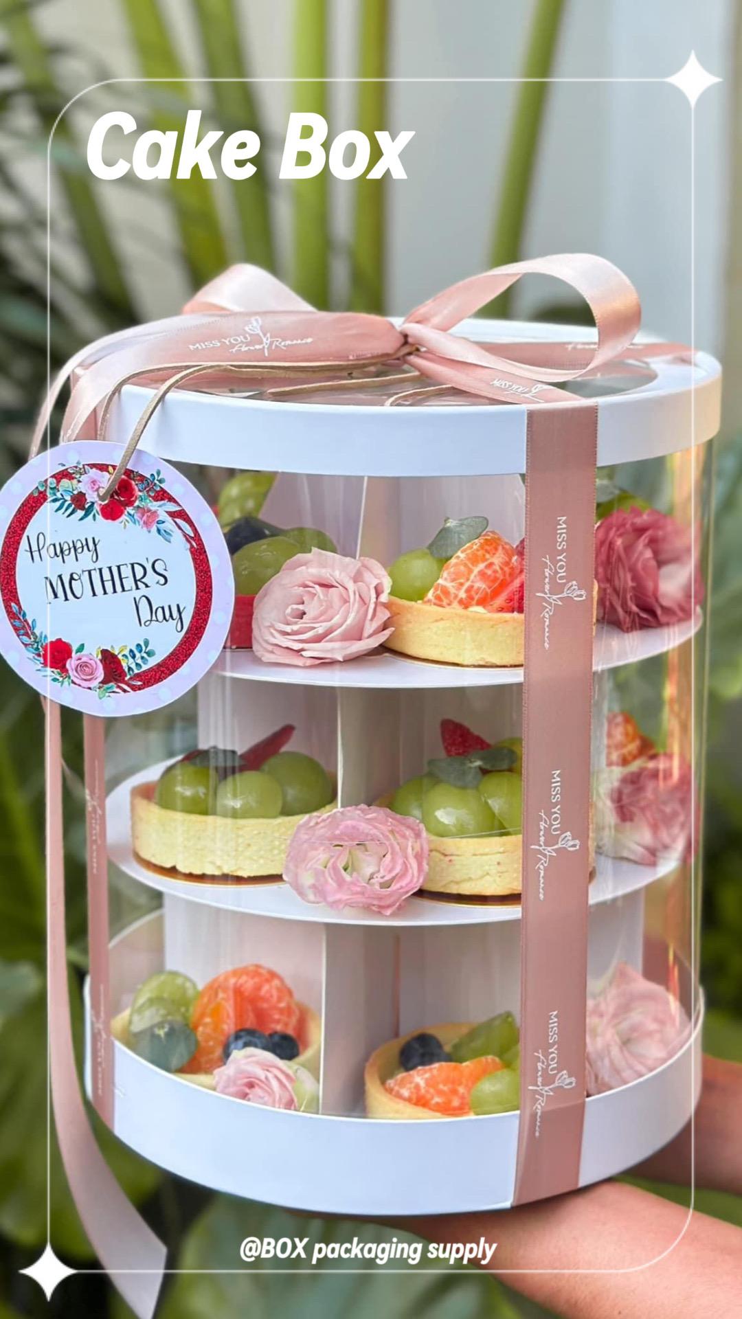 ប្រអប់ថ្លា៣ថ្នាក់ 3layers Mirror Cake Box 