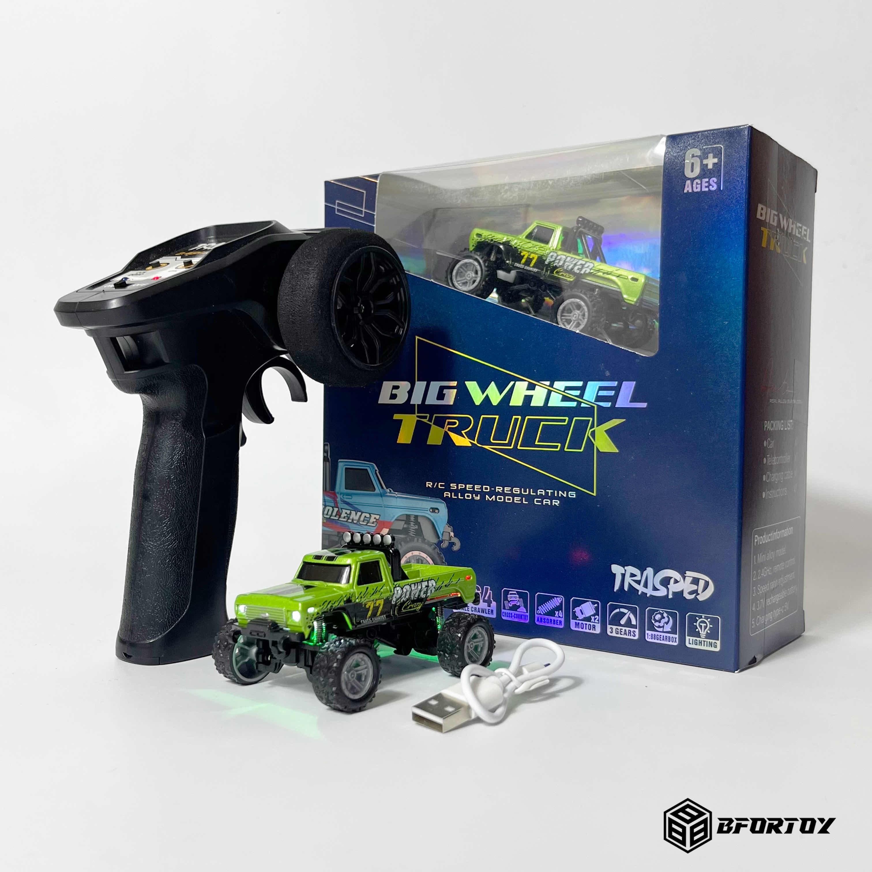 ឡានបញ្ចាដែកទំហំ 1/64 - Monster Truck ឈុត Remote comtrol ធំ