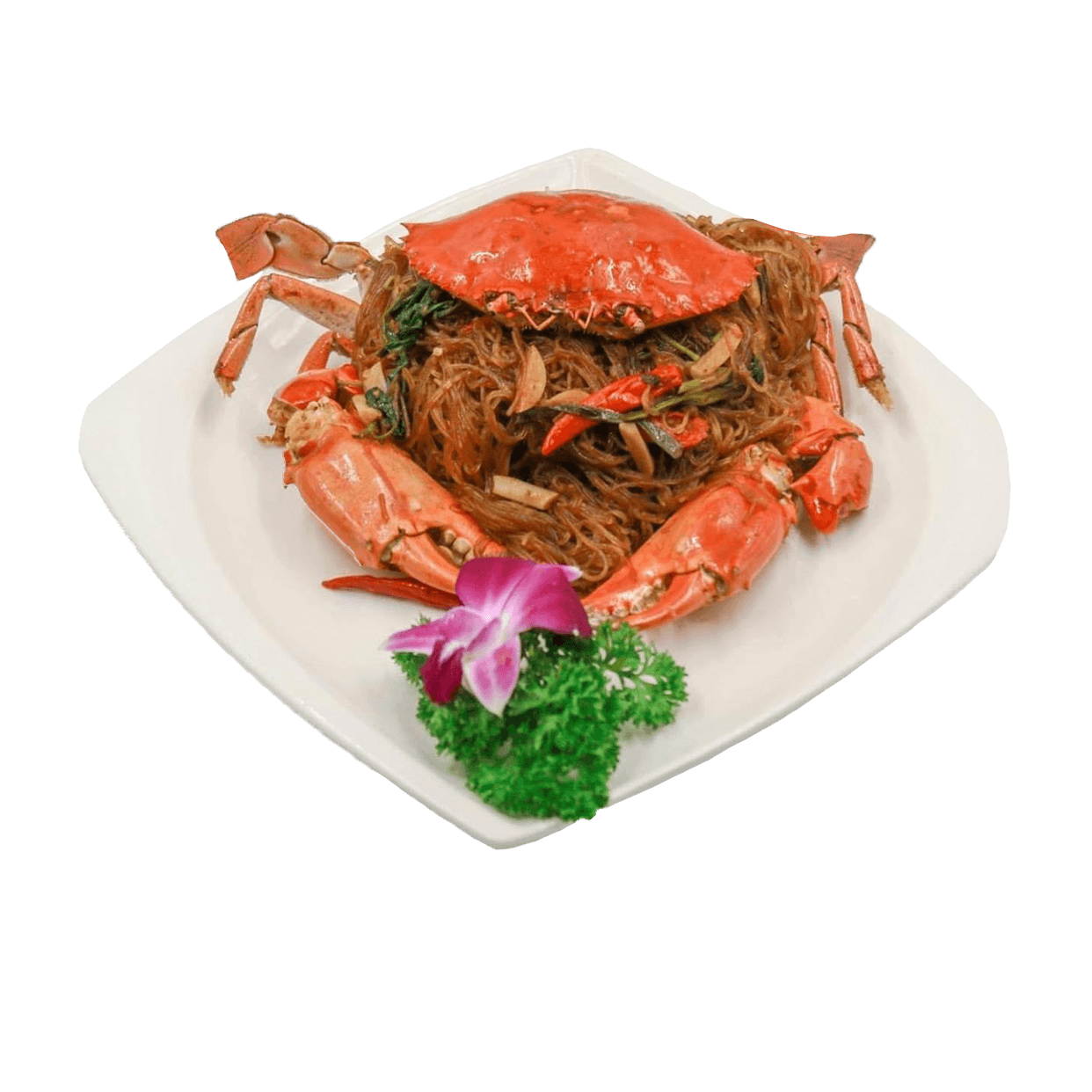 ក្តាមថ្មអប់មីសួរ Steamed Mud-Crab with Vermicelli Noodle