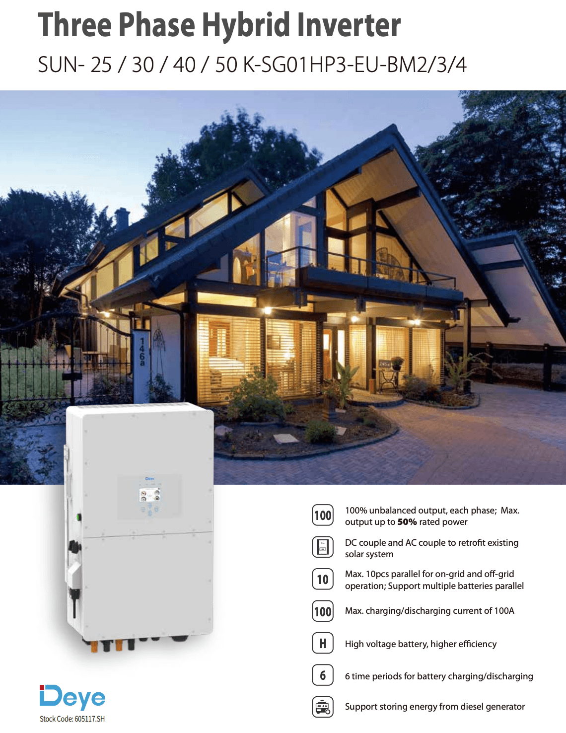 DEYE Hybrid 50KW 3Phase HV 160-700V 