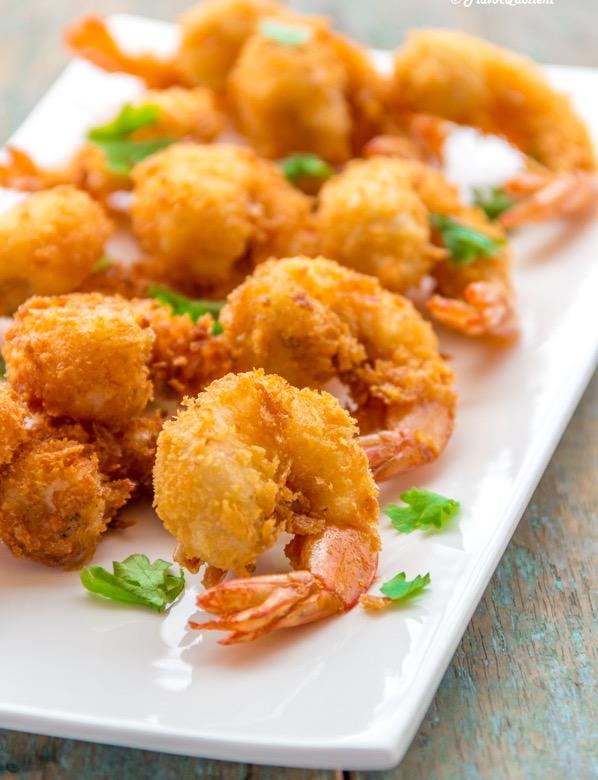 បង្គាបំពងម្សៅ Deep Fried Prawns with Flour