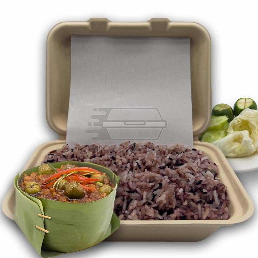 បាយសម្រូបប្រហុកខ្ទិះ (Brown Rice with Brohok and Coconut Milk)