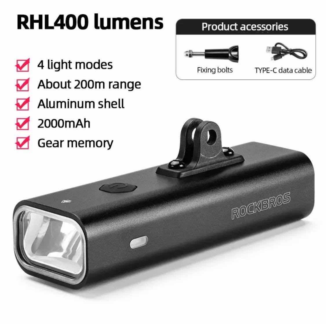 ភ្លើងមុខ ROCKBROS 400lm