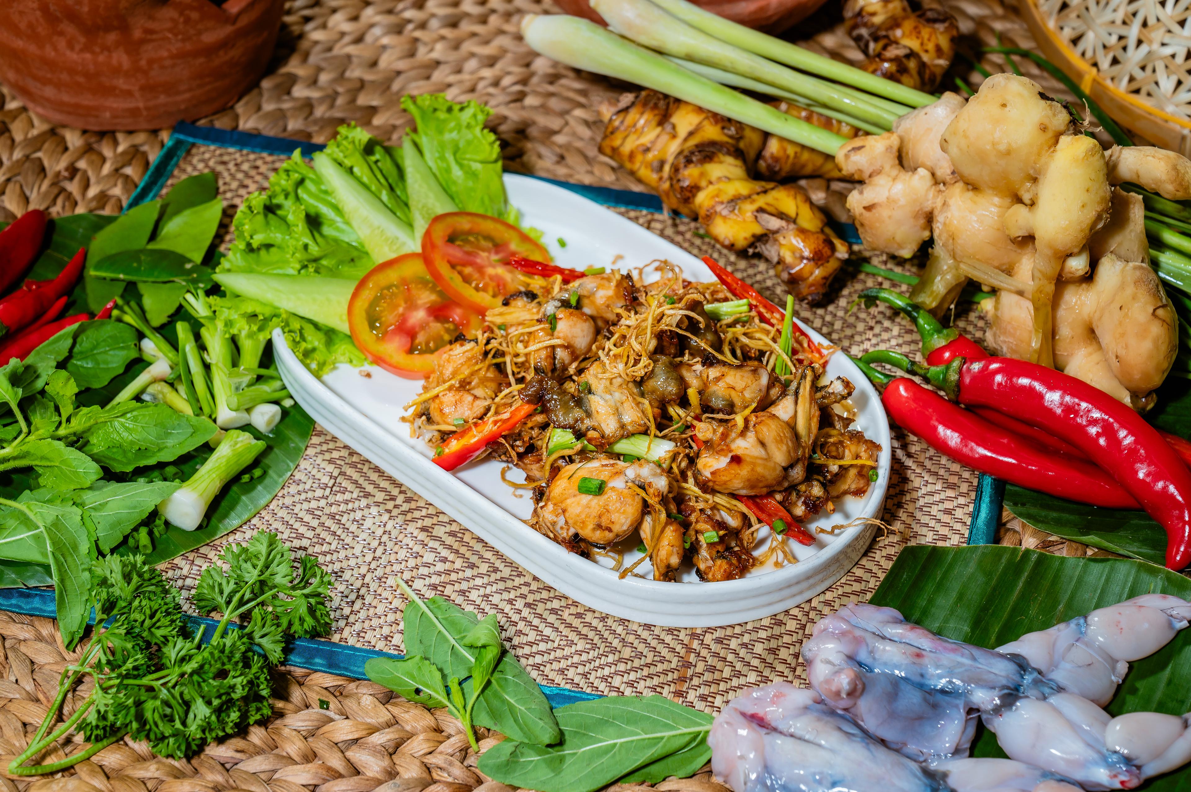 កង្កែបឆាខ្ញី Stir fired frog with ginger 姜炒田鸡