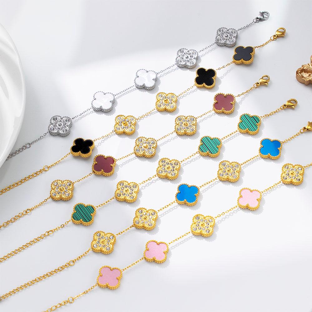 XC004_2 side flower bracelet (Green, DarkRed, White, Black, Pink, & Blue)