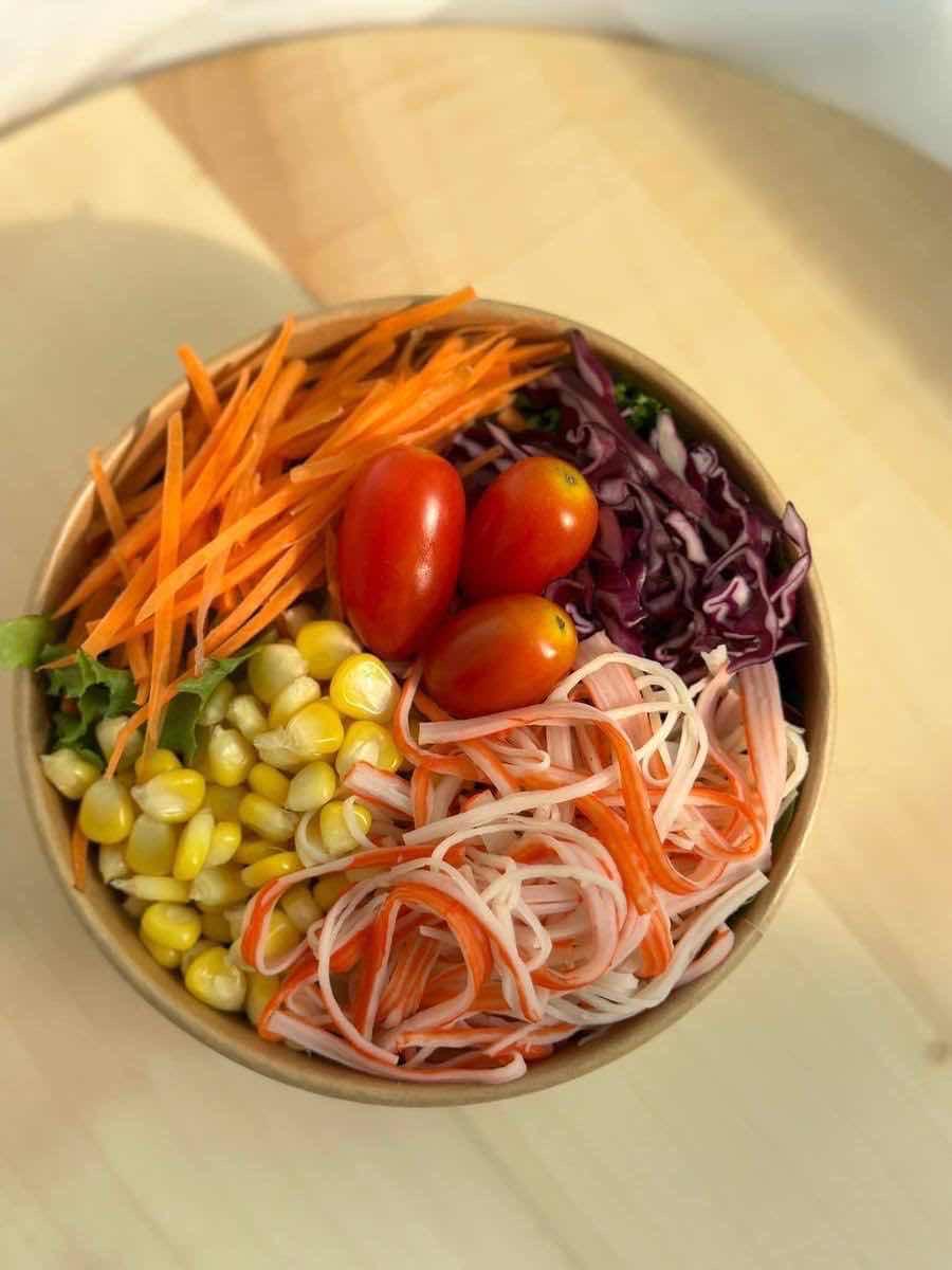 សាឡាដប្រហិតក្តាម+ពោត/salad corn+Crab meatballs