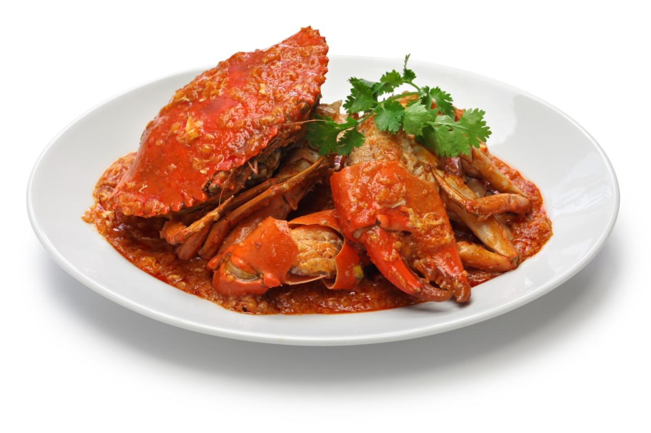ក្តាមថ្មឆាជូរហិរ Fried Mub-Crab with sour & spicy taste