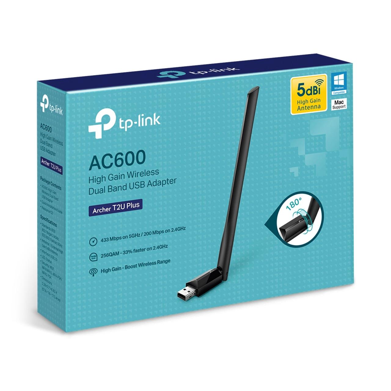 USB Wireless TP-LINK AC600 Archer T2U Plus 433Mbps on 5 GHz / 200 Mbps on 2.4GHz