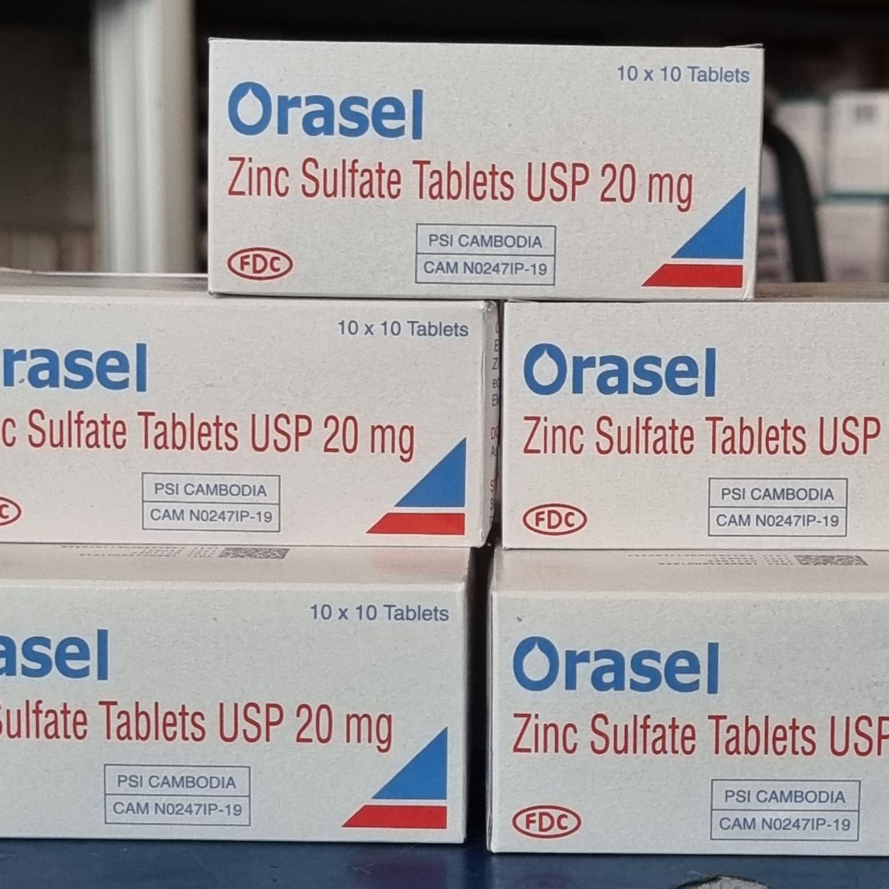 ORASEL (Zinc 20mg, B/10x10) Expired:11/25  ប្រអប់